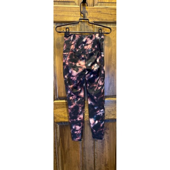 Old Navy Leggings Sz Small High-Rise Go Dry Tie Dye Pink Black Pockets Athletic - Picture 6 of 10
